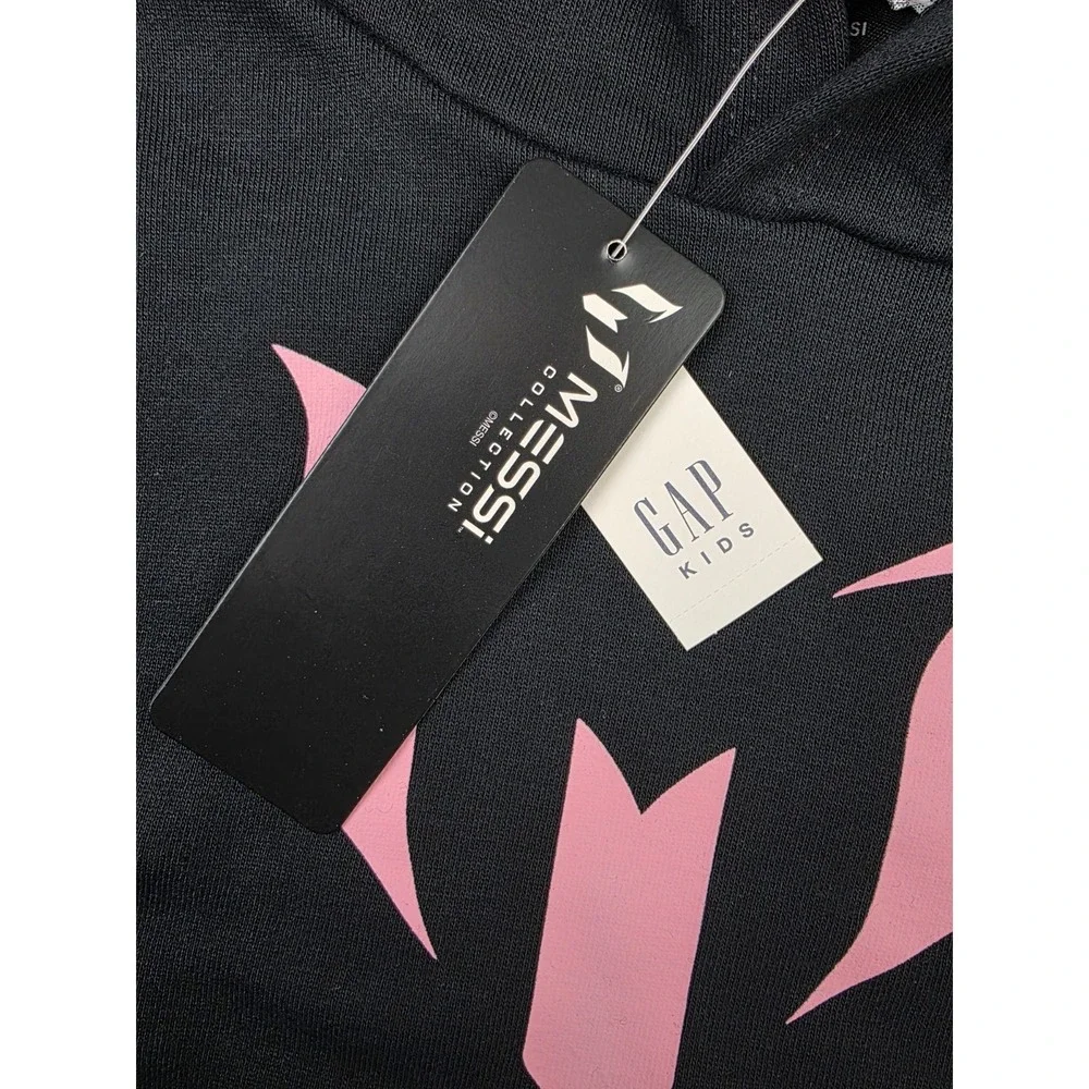 NWT GAP Kids Messi Black Pink‎ Hoodie Size XS (4-5) Spellout Youth Futbol Soccer